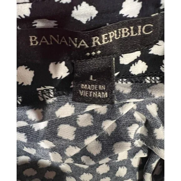 Banana Republic Women’s Black & White Casual Wrap Long Sleeve Dress Size Large - Picture 6 of 8